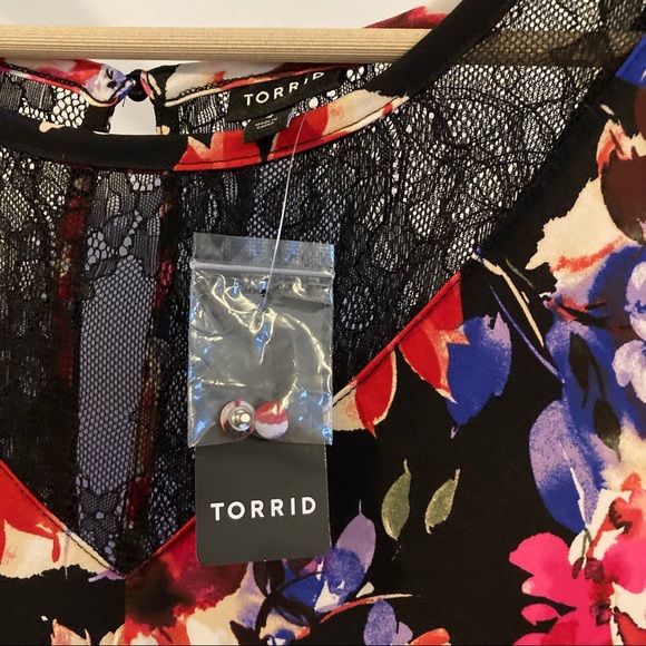 NWT Torrid Skater Midi Dress-Studio Knit Lace Floral Black Size 4X - Picture 7 of 11